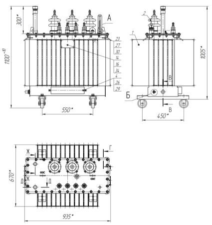 Чертеж трансформатора тм 1600